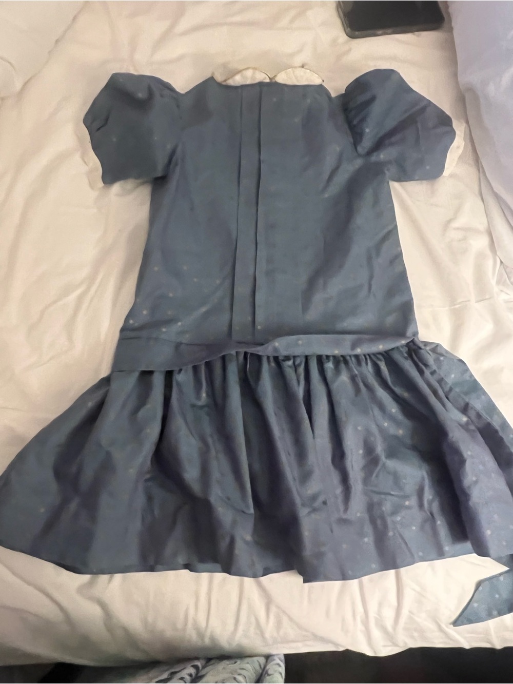 Vtg Cary San Francisco Drop Waist Blue/Gold Stars Girls Dress Peter Pan Collar